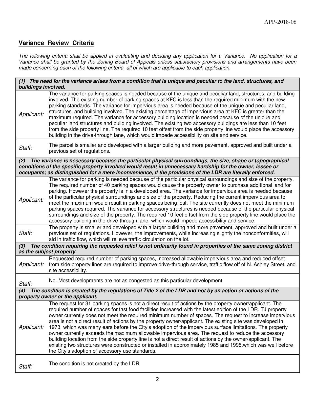 Variance Review Criteria