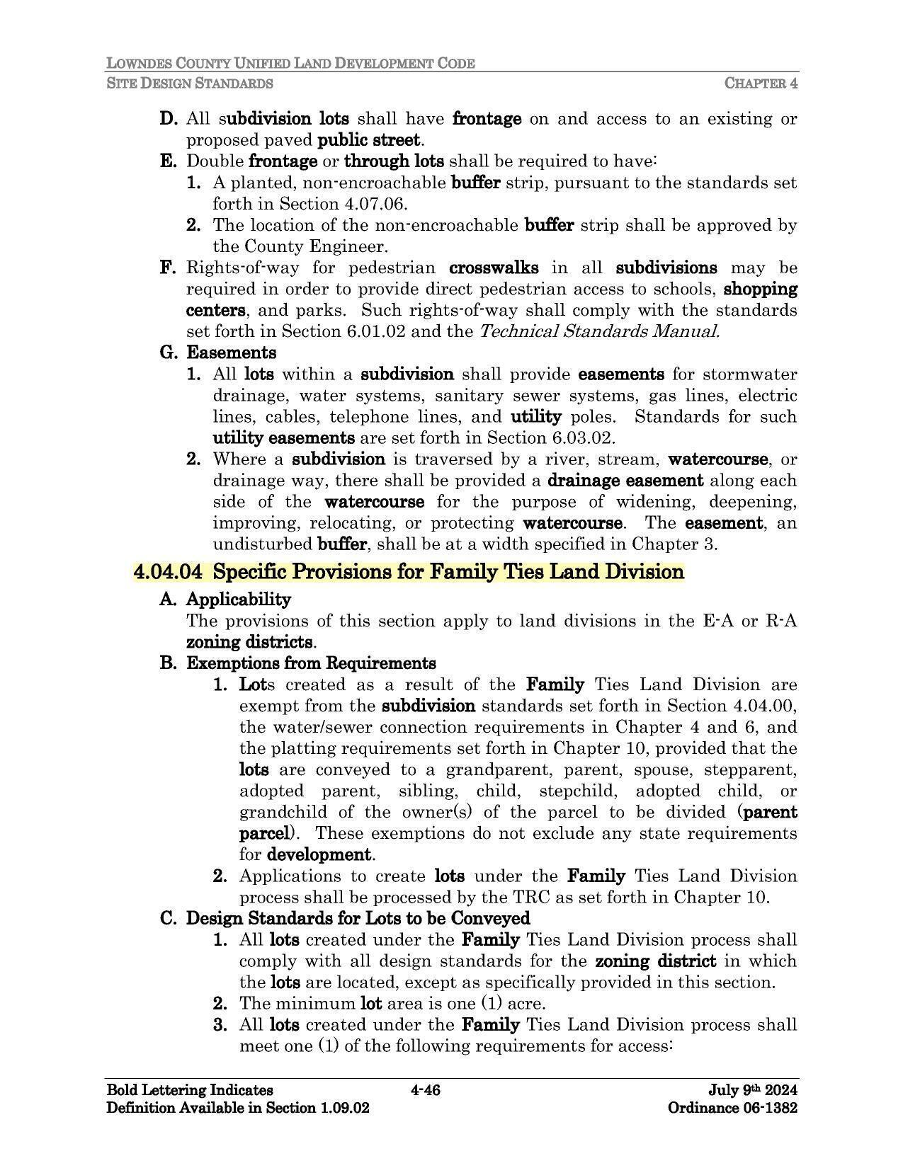 4.04.04 Specific Provisions for Family Ties Land Division